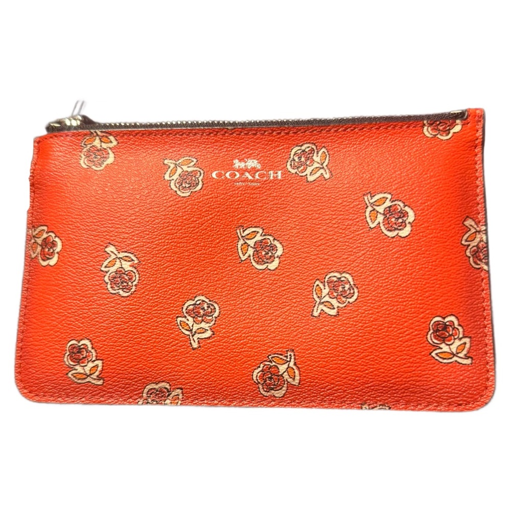 Coach Red Floral Wristlet Purse Wallet - Picture 2 of 5